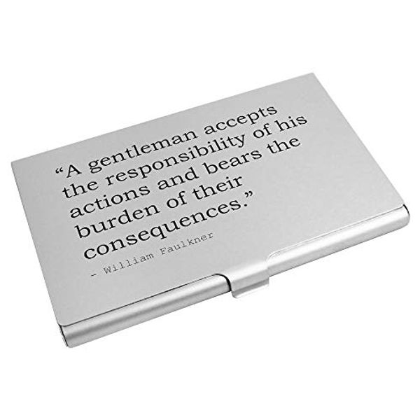 Cover Art for B07R8KMV2V, Stamp Press 'A gentleman accepts the responsibility of his actions and bears the burden of their consequences.' Quote By William Faulkner Business Card Holder / Credit Card Wallet (CH00019734) by 