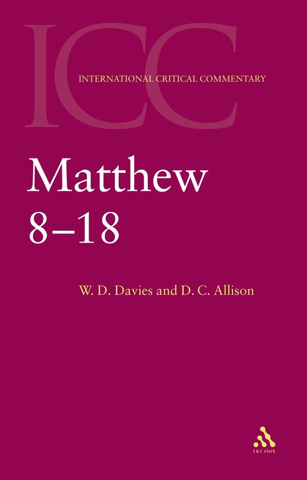 Cover Art for 9780567083654, Matthew 8-18 V2 (ICCS) by W D. Davies