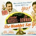 Cover Art for B01IDNPHW6, She Wouldn't Say Yes (Clockwise) Lee Bowman Rosalind Russell Adele Jergens Charles Winninger 1945 Movie Poster Masterprint (28 x 22) by 