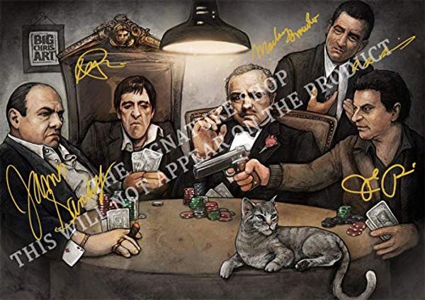 Cover Art for 7426924186485, Gangster Poker Players Signed Print 12x8 - James Gandolfini, Al Pacino, Marlon Brando, Robert De NIRO & Joe Pesci by 