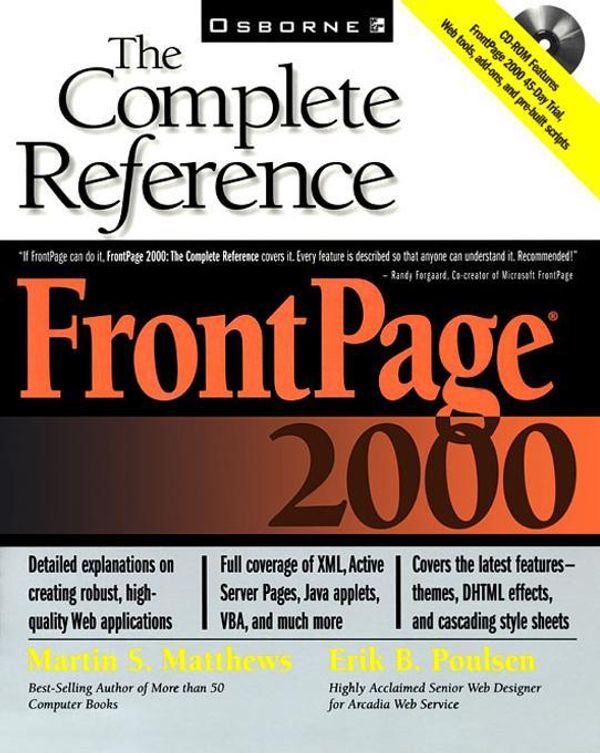 Cover Art for 9780072132854, FrontPage 2000: The Complete Reference by Martin S. Matthews