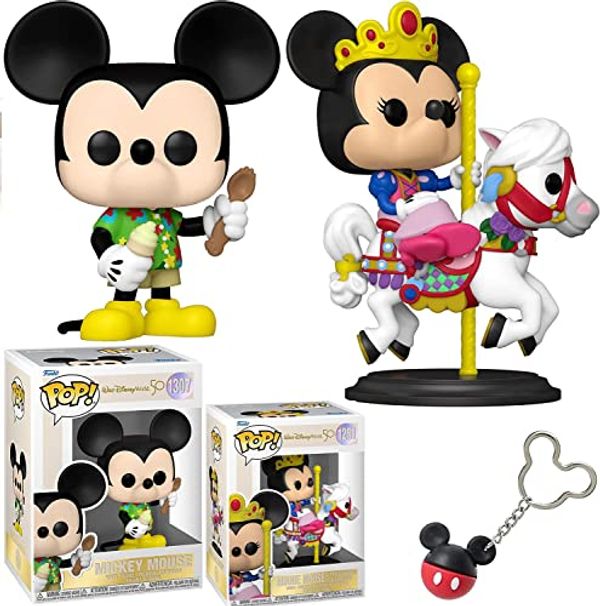 Cover Art for B08L44B9Z6, Blue Happiest Place on Earth Mickey Disneyland Bundled with Theme Park Ride Resort Attractions Anniversary Trading Collector Cards Pack + Figure Mini Band Leader Pocket Pop! & 65th Mug 3 Items by Unknown