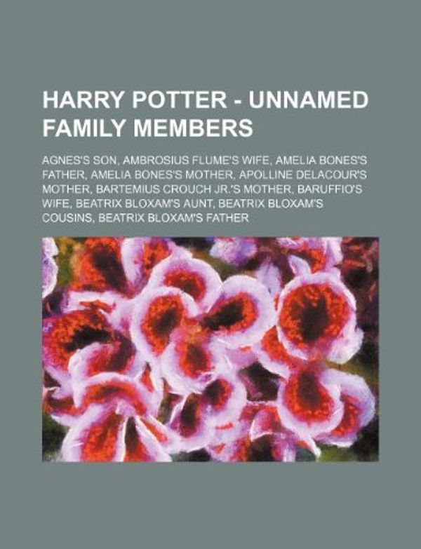 Cover Art for 9781234672676, Harry Potter - Unnamed family members: Agnes’s son, Ambrosius Flume’s wife, Amelia Bones’s father, Amelia Bones’s mother, Apolline Delacour’s mother, by Source Wikia