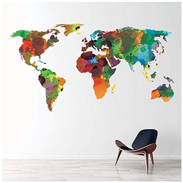 Cover Art for B01N6UEG5K, azutura World Map Wall Sticker Water Colour Wall Decal Art Living Room Home Decor available in 8 Sizes Gigantic Digital by 