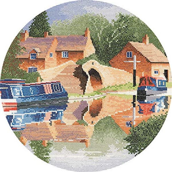 Cover Art for B0059TQY0M, Heritage Crafts John Clayton Circles Canal Reflections Counted Cross Stitch Kit 14 count aida by 