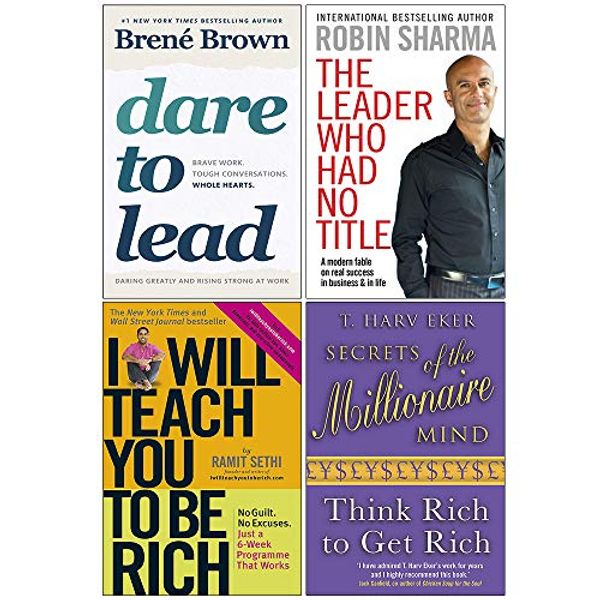 Cover Art for 9789123905942, Dare to Lead, The Leader Who Had No Title, I Will Teach You To Be Rich, Secrets of the Millionaire Mind 4 Books Collection Set by Brené Brown, Robin Sharma, Ramit Sethi, T. Harv Eker
