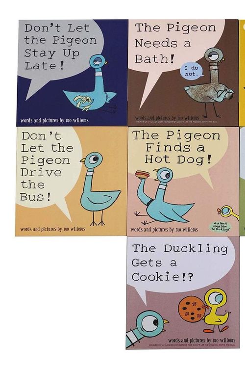 Cover Art for 9781529512595, Don't Let the Pigeon Series 7 Books Collection Set by Mo Willems (Pigeon Drive the Bus, Stay Up Late, Ducking Gets a Cookie, Finds a Hot Dog, Needs a Bath, Wants a Puppy & Has to Go to School) by Mo Willems