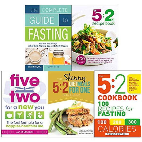 Cover Art for 9789123686582, Complete guide to fasting, 5 2 diet recipe book, five two for a new you, 5 2 diet meals for one and 5 2 cookbook 5 books collection set by Jimmy Moore Jason Fung