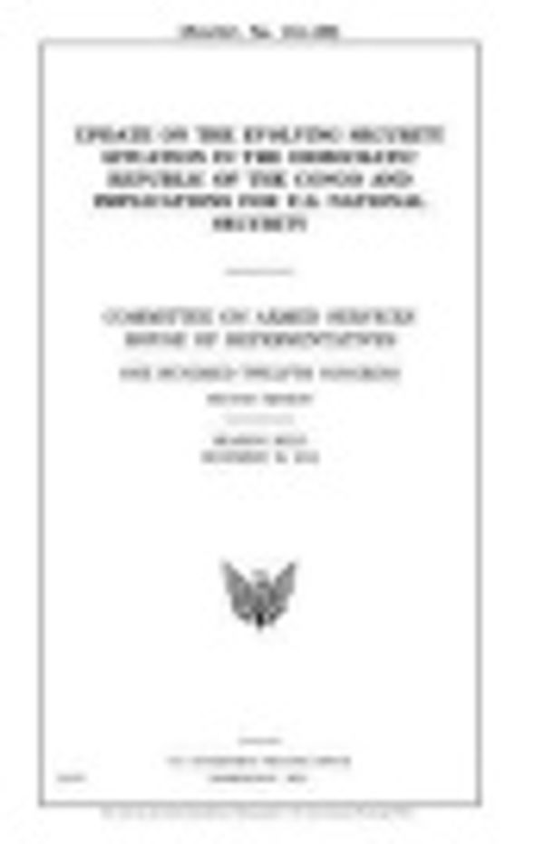 Cover Art for 9781981642557, Update on the evolving security situation in the Democratic Republic of the Congo and implications for U.S. national security : Committee on Armed ... second session, hearing held December 19, by United States Congress