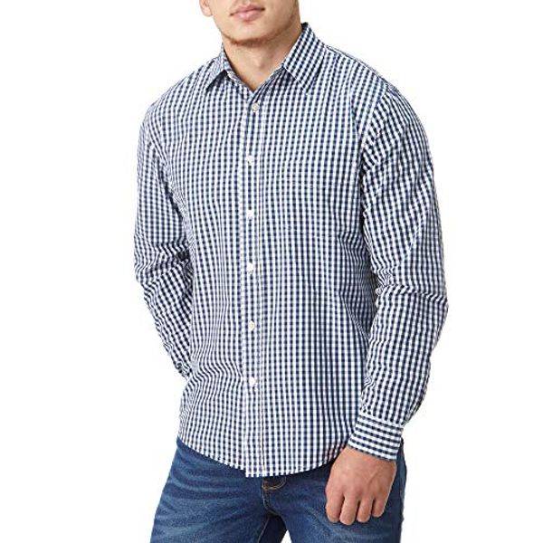 Cover Art for 5055689679882, Charles Wilson Originals Long Sleeve Men's Gingham Checked Casual Shirt (Medium, Dark Navy) by Unknown