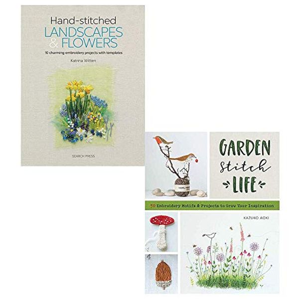 Cover Art for 9789123774388, Hand stitched landscapes and flowers, garden stitch life 2 books collection set by Katrina Witten, Kazuko Aoki