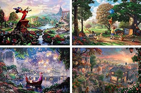 Cover Art for 0080211303084, THOMAS KINKADE FANTASIA LADY & THE TRAMP WINNIE THE POOH TANGLED DISNEY DREAMS COLLECTION 4 IN 1 JIGSAW PUZZLE SET 500 pieces by CEACO