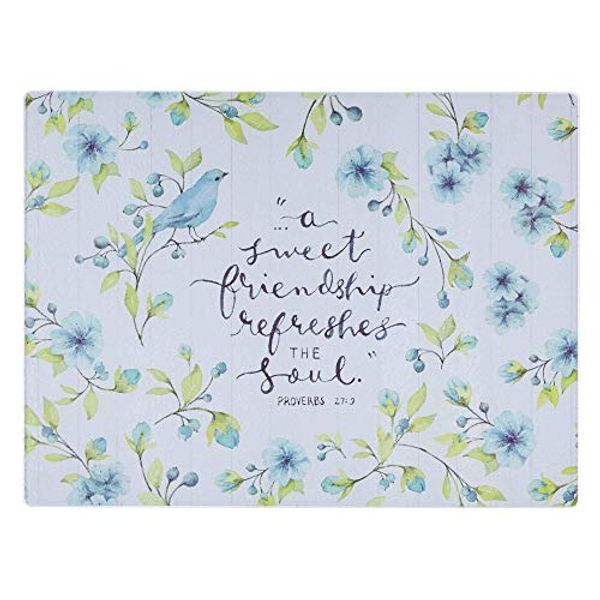 Cover Art for 1220000134829, Christian Art Gifts Tempered Glass Cutting Board Tray/Trivet | A Sweet Friendship – Proverbs 27:9 Bible Verse | Bird & Blue Floral Inspirational Home and Kitchen Décor by Christian Art Gifts