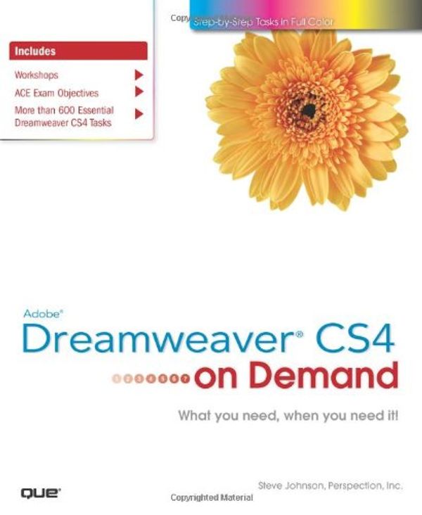 Cover Art for 9780789738370, Adobe Dreamweaver CS4 on Demand by Steve Johnson
