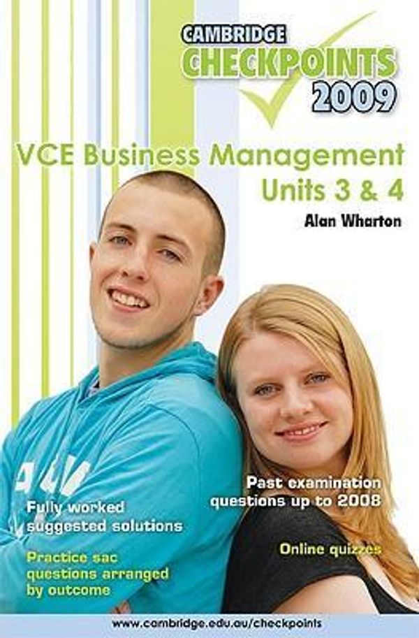 Cover Art for 9780521739467, Cambridge Checkpoints VCE Business Management Units 3 and 4 2009 by Alan Wharton