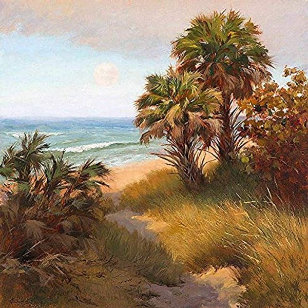 Cover Art for 7693039789720, NATHALIE LANCASTER Moon and Palms Mary Erickson Coastal Landscape Tropical Ocean Beach Celestial Print Poster 18x18 by 