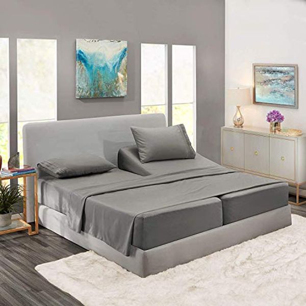 Cover Art for 4067377463209, JESSICA SANDERS OR CLARA CLARK Saanvi Creations Solid Dark Grey Split-King: Adjustable King Bed Size Sheets, 5PC Bed Sheet Set, 100% Egyptian Cotton, 1500 Thread Count, Sateen Solid, Deep Pocket by 