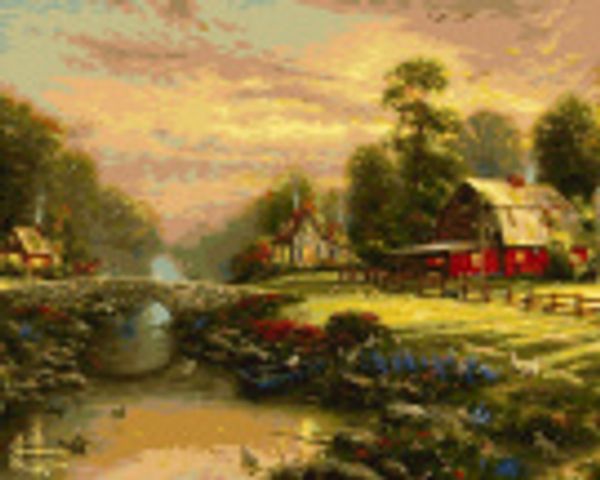 Cover Art for 0028995217913, Plaid Thomas Kinkade Series Paint by Number Kit, 20-Inch by 16-Inch, Sunset at Riverbend Farm by Plaid Creates
