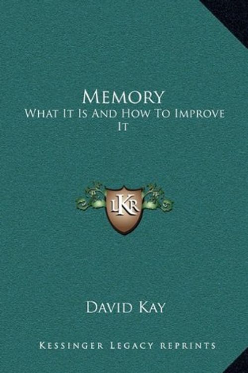 Cover Art for 9781163430699, Memory by David Kay