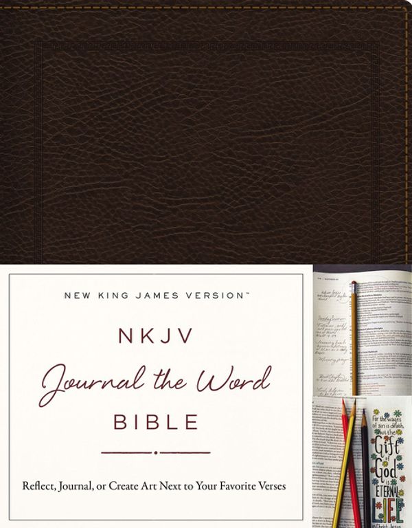 Cover Art for 9780718089665, NKJV, Journal the Word Bible, Bonded Leather, Brown, Red Letter EditionReflect, Journal, or Create Art Next to Your Fa... by Thomas Nelson