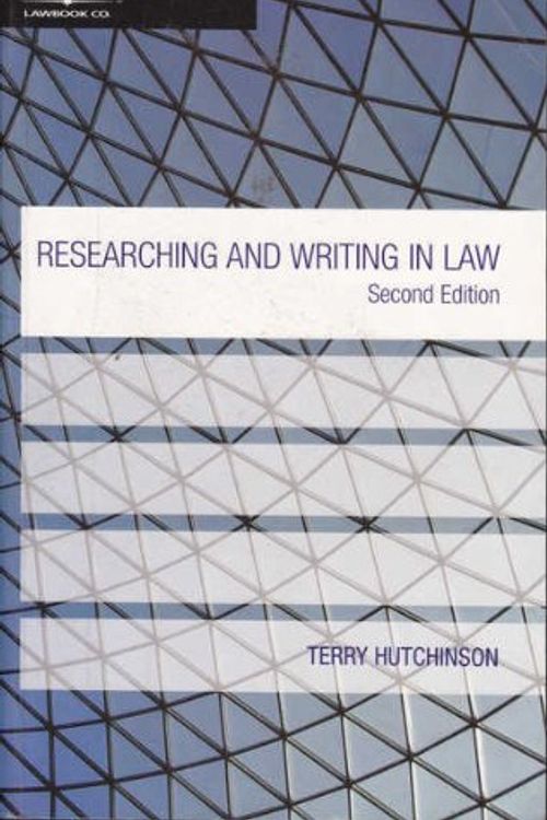 Cover Art for 9780455222783, Researching and Writing in Law by Terry Hutchinson