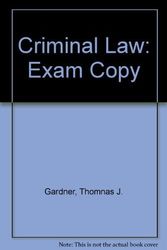 Cover Art for 9780534512682, Criminal Law by Terry M. Anderson; Thomas J. Gardner
