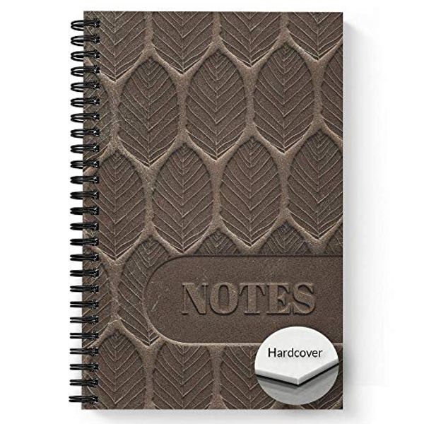 Cover Art for B092FYBX2T, Hardcover Leather Leaves 5.5" x 8.5" Faux Leather Mens Spiral Notebook/Journal, 120 Lined Pages, Soft Touch Matte Laminated Cover, Black Wire-o Spiral. Made in the USA by Unknown