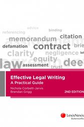 Cover Art for 9780409343205, Effective Legal WritingA Practical Guide, 2nd edition by Corbett-Jarvis &. Grigg