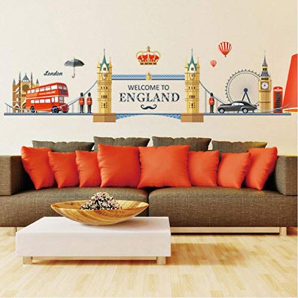 Cover Art for 9353498626209, Wall Stickers European English Style City Architecture Big Ben Wall Sticker I Love London Hot Air Balloon Bus Living Room Mural Detachable Decoration 60X90Cm by Unknown