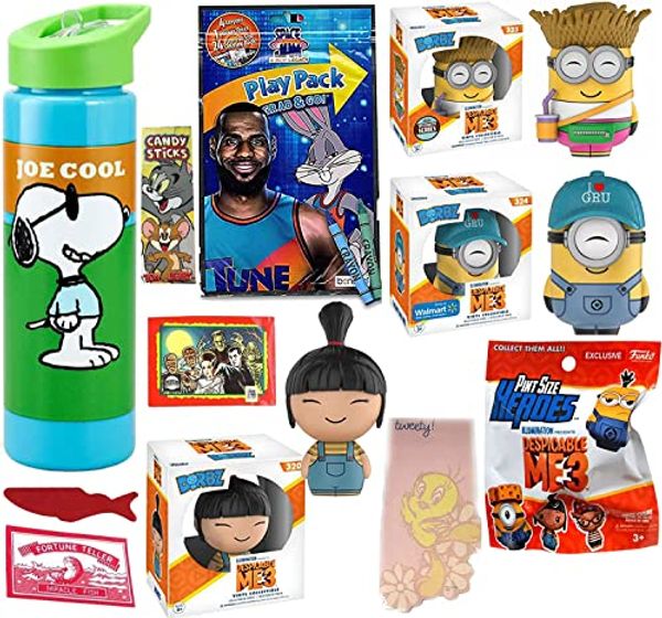 Cover Art for B0BMPLSMNL, Toon Time! Minions Figure Exclusive Bundled with I Heart Gru Mel & Dave Agnes + Looney Tunes Tweety Pad + Space Jam Pack + Joe Cool Snoopy Bottle + Pint Size Heroes + Monster Cards 10 Items Cartoons by Unknown