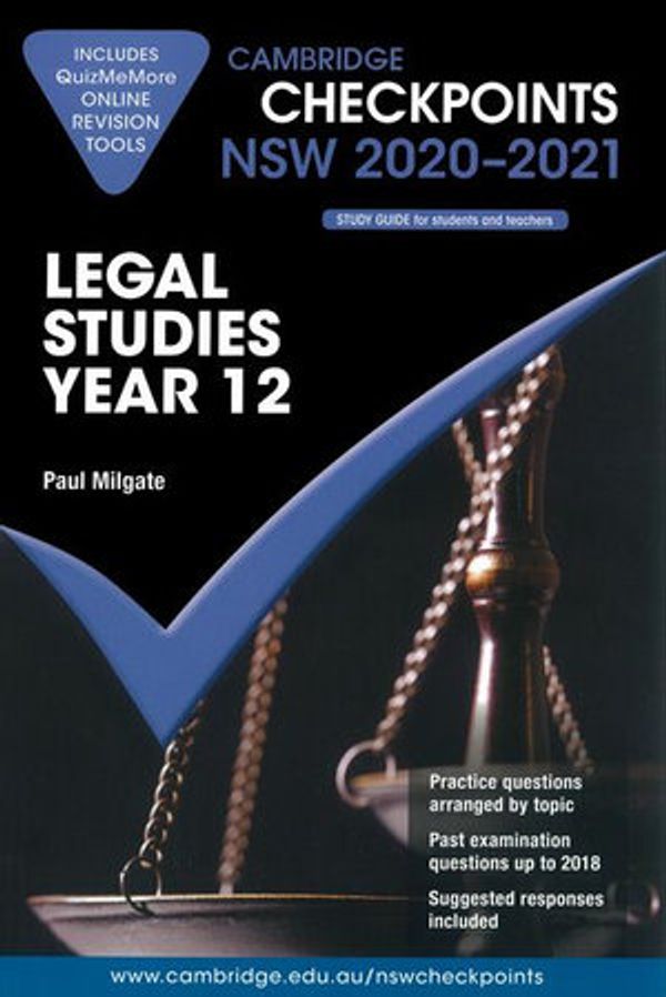 Cover Art for 9781108784245, Cambridge Checkpoints NSW Legal Studies Year 12 2020-2021 by Paul Milgate