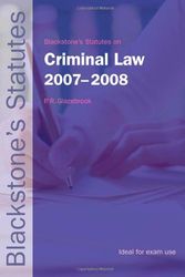 Cover Art for 9780199211661, Blackstone's Statutes on Criminal Law 2007-2008 (Blackstone's Statute Series) by edited by P.R. Glazebrook