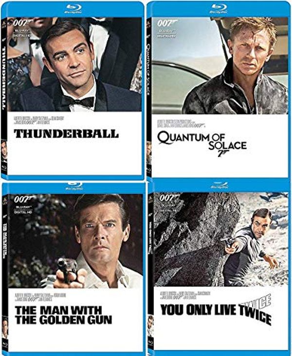 Cover Art for 0720780808961, The 007 Agents Spy Mission 4 Movies Thunderball Sean Connery James Bond You Only Live Twice & Roger Moore Blu Ray Man with Golden Gun / Quantum of Solace Daniel Craig Four film Action Set Collection by 