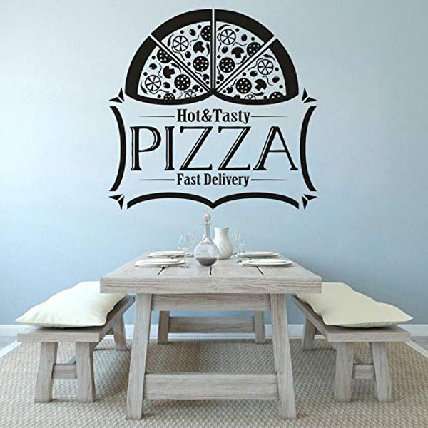 Cover Art for 6910512153726, tzxdbh Tasty Pizza Vinyl Wall Decal Pizzeria Shop Logo Window Sticker Fast Delivery Pizza Logo Wall Art Poster Pizza Food Mural 57 * 55CM by 