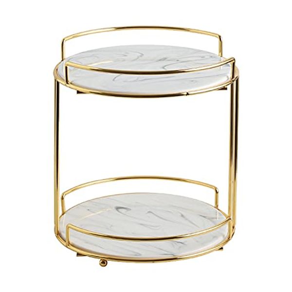 Cover Art for 9789985626214, 2 Layer Marble Makeup Tray, Desktop Dessert Cupcake Stand and Jewelry Tree Stand with with Polished Gold Metal Handles for Bathroom Vanity/Desser/Countertop/Kitchen-Grey by Unknown