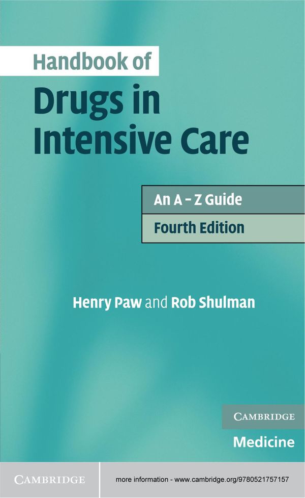 Cover Art for 9781139636582, Handbook of Drugs in Intensive Care by Henry Paw, Rob Shulman