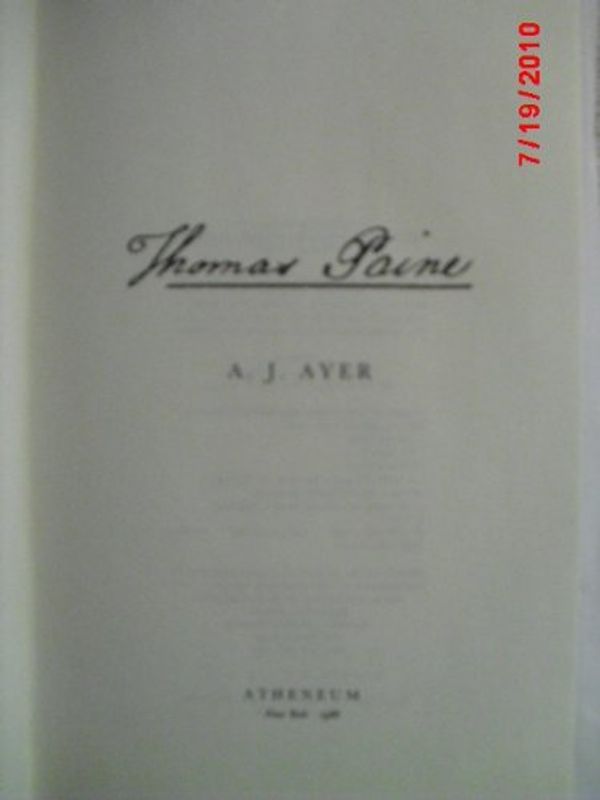 Cover Art for 9780689119965, Thomas Paine by Ayer, A. J.