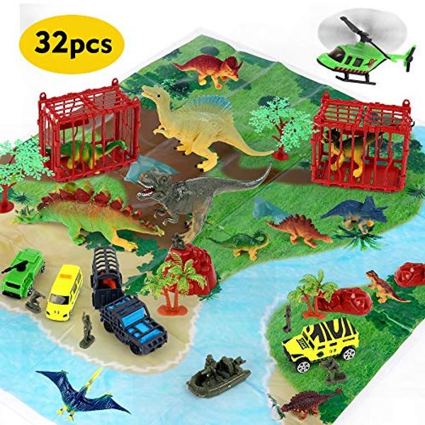 Cover Art for 0745103693727, BeebeeRun 32PCS Dinosaur Toys Playset,Dinosaur Explorer Island Toys Game with Dinosaurs Figure,Vehicles,Trees,Dinosaur Cages,Explorer and Map,Toys for 2 3 4 5 6 7 8 Years Old Boys and Girls by 