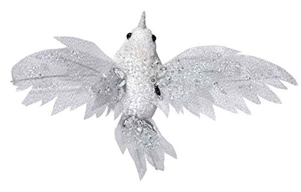 Cover Art for 0883280293085, 6" Christmas White Rhinestone and Sequined Sheer Wing & Tail Bird Clip by 