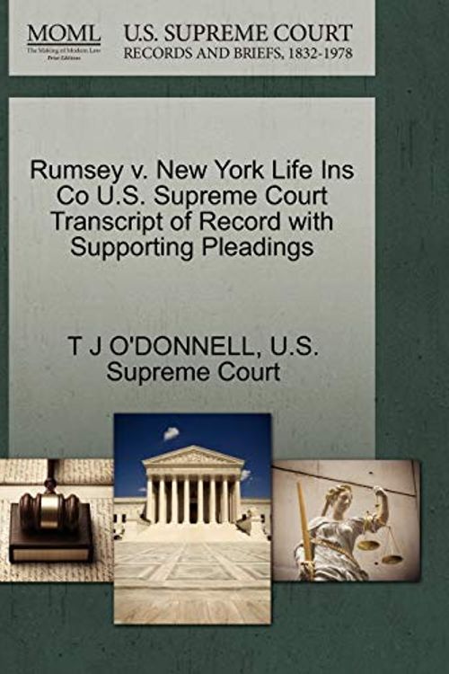 Cover Art for 9781270183143, Rumsey V. New York Life Ins Co U.S. Supreme Court Transcript of Record with Supporting Pleadings by T J O'DONNELL