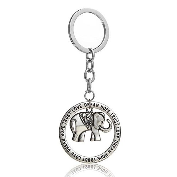 Cover Art for 0615517016675, Retro Silver Jewelry Elephant Round Trust Love Hope Dream Pendant Key Chain Ring Family Friend Gift by 