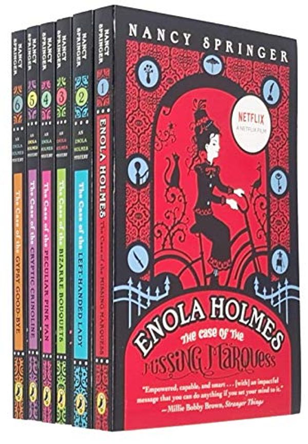 Cover Art for 9789124105631, Enola Holmes Mystery Series 6 Books Collection Set Nancy Springer (The Case of the Missing Marquess, Left-Handed Lady, Bizarre Bouquets, Peculiar Pink Fan, Cryptic Crinoline, Gypsy Goodbye) by Nancy Springer