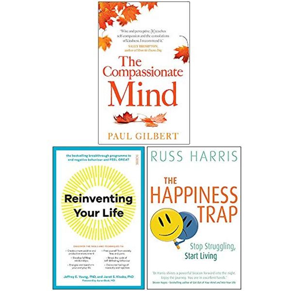 Cover Art for 9789123881994, The Compassionate Mind, Reinventing Your Life, The Happiness Trap 3 Books Collection Set by Paul Gilbert, Jeffrey E. Young, Janet S. Klosko, Dr. Russ Harris