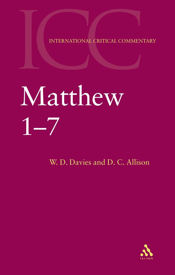 Cover Art for 9780567083555, Matthew 1-7 V1 (ICCS) by W. D. Davies