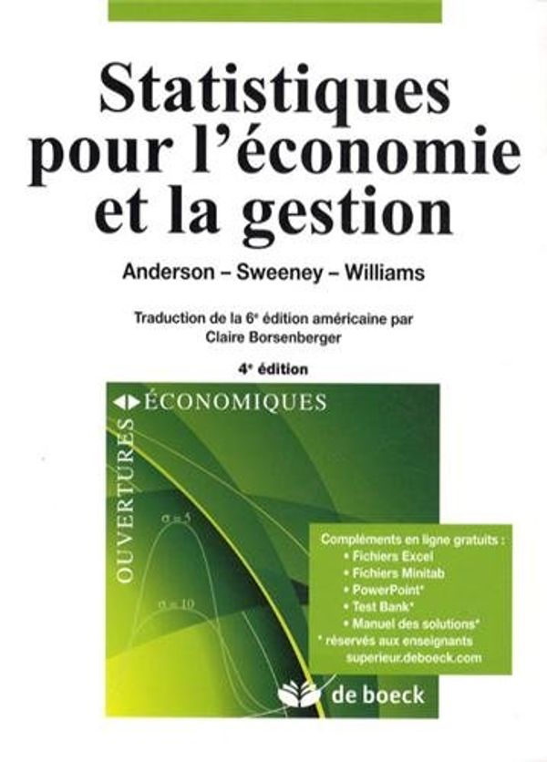 Cover Art for 9782804171094, Statistiques pour l'économie et la gestion by Anderson, Sweeney, Williams