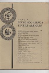 Cover Art for 9780960099078, Reprints of Bette Hochberg's Textile Articles by Bette Hochberg