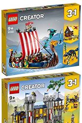 Cover Art for B0B34H6FSQ, BRICKCOMPLETE Lego Creator Set of 2: 31132 Viking Ship with Midgard Snake & 31120 Medieval Castle by Unknown