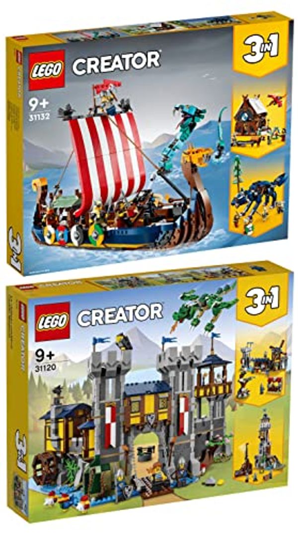 Cover Art for B0B34H6FSQ, BRICKCOMPLETE Lego Creator Set of 2: 31132 Viking Ship with Midgard Snake & 31120 Medieval Castle by Unknown