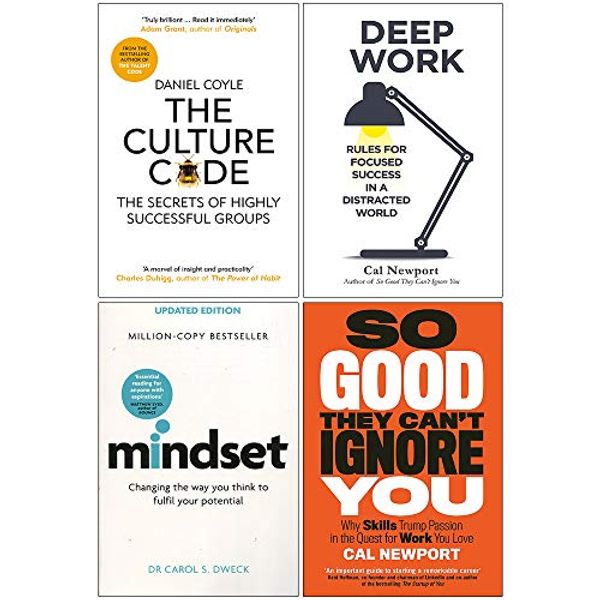 Cover Art for 9789123894123, The Culture Code, Deep Work, Mindset Dr Carol Dweck, So Good They Can't Ignore You 4 Books Collection Set by Daniel Coyle, Cal Newport, Dr. Carol Dweck
