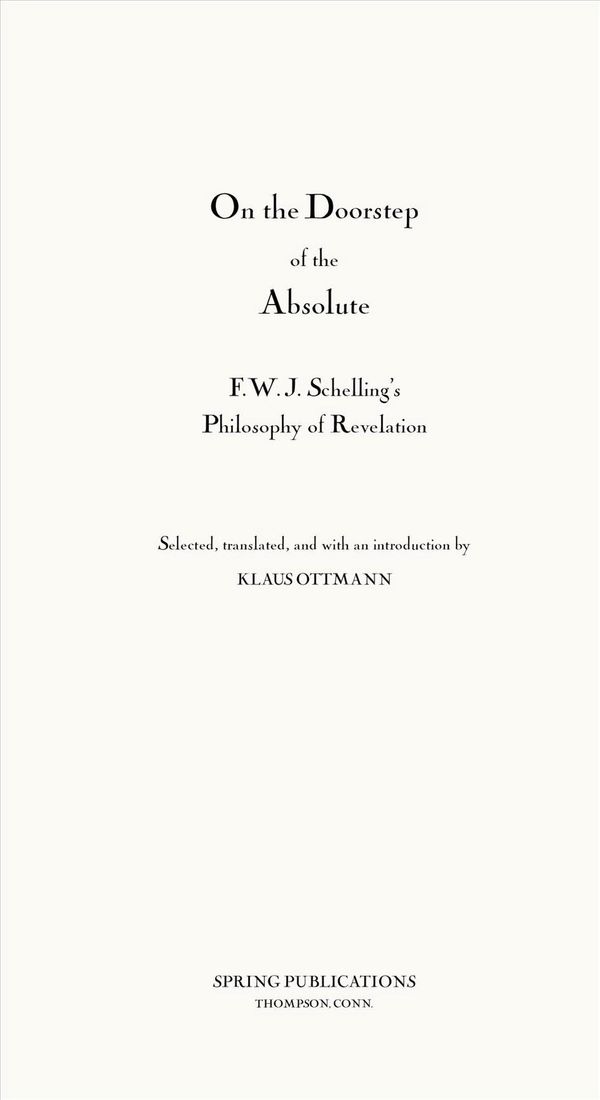 Cover Art for 9780882140667, On the Doorstep of the Absolute: F.W.J. Schelling's Philosophy of Revelation by F W j Schelling